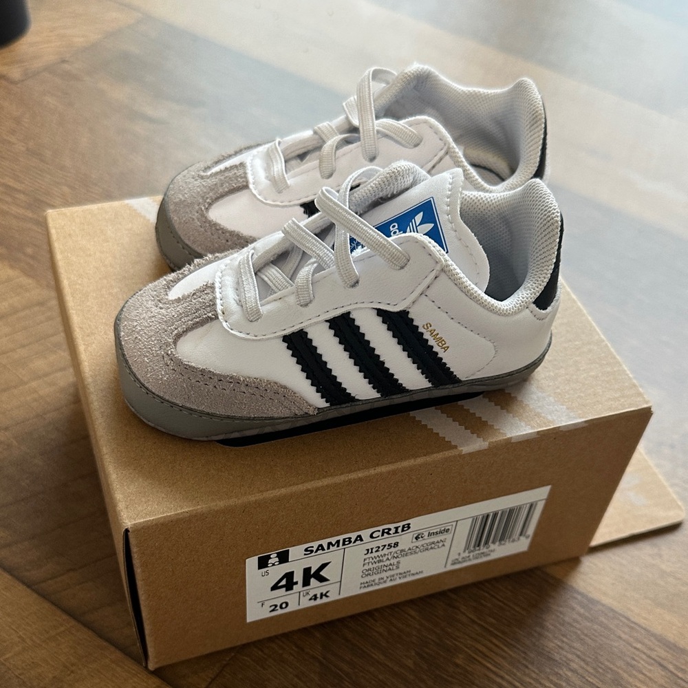 Adidas Samba Crib Sneakers - White, Black, and Gray